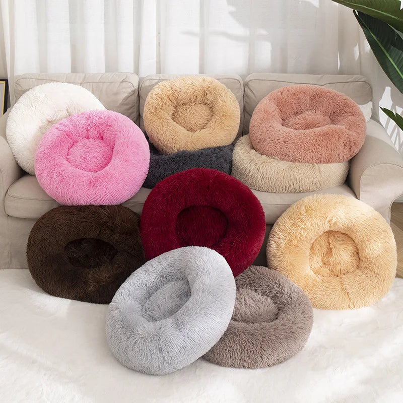 Dog Bed Donut Big Large Round Basket Plush Beds for Dogs Medium Accessories Fluffy Kennel Small Puppy Washable Pets Cat Products - Dogy