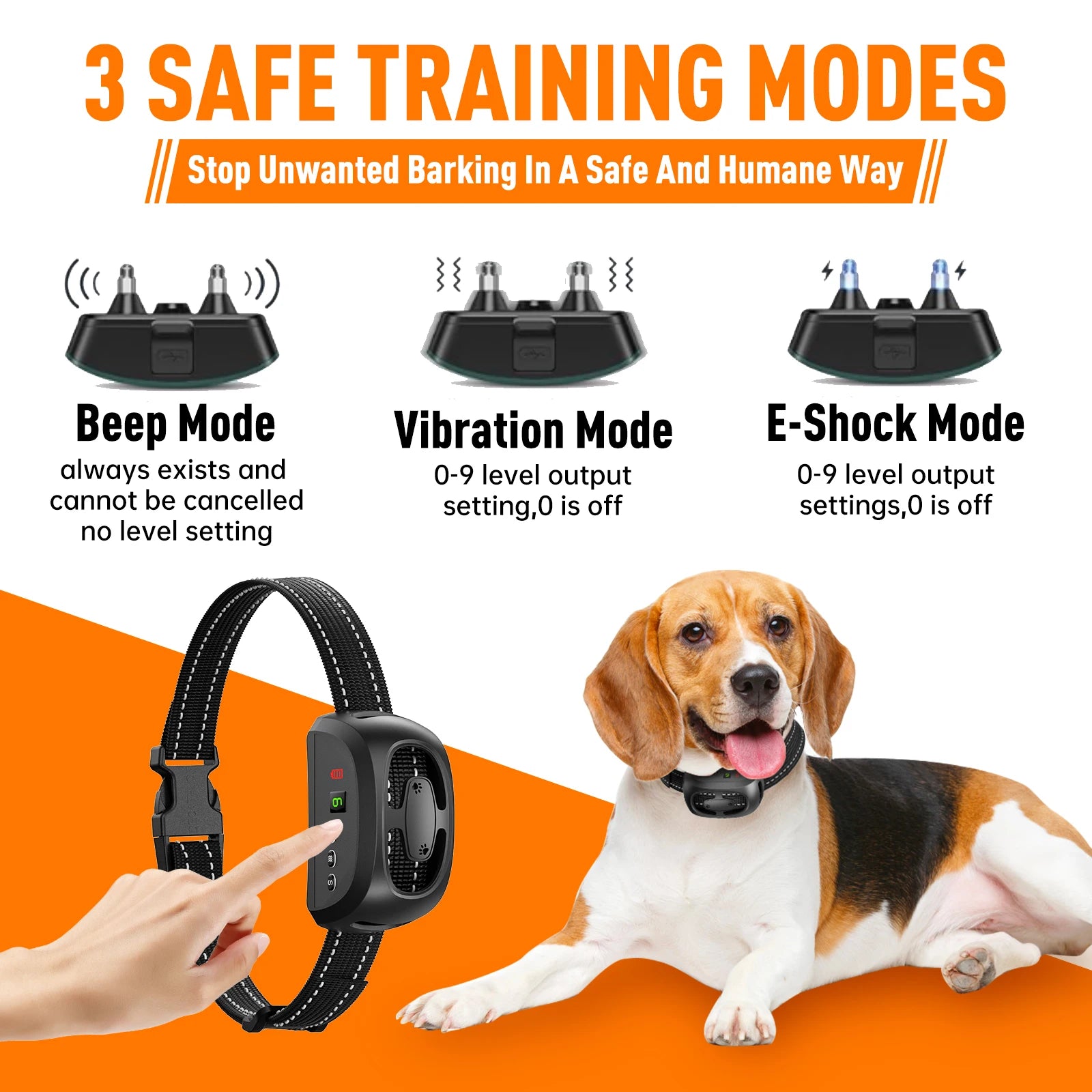 ABQP Automatic Anti Barking Dog Collar Rechargeable Electric Dogs Training Collar Dog Stop Barking Vibration Waterproof Collar - Dogy