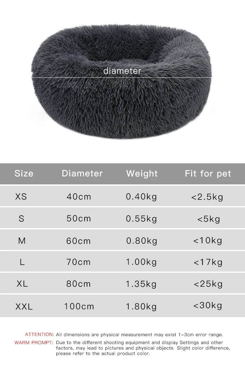 Dog Bed Donut Big Large Round Basket Plush Beds for Dogs Medium Accessories Fluffy Kennel Small Puppy Washable Pets Cat Products - Dogy