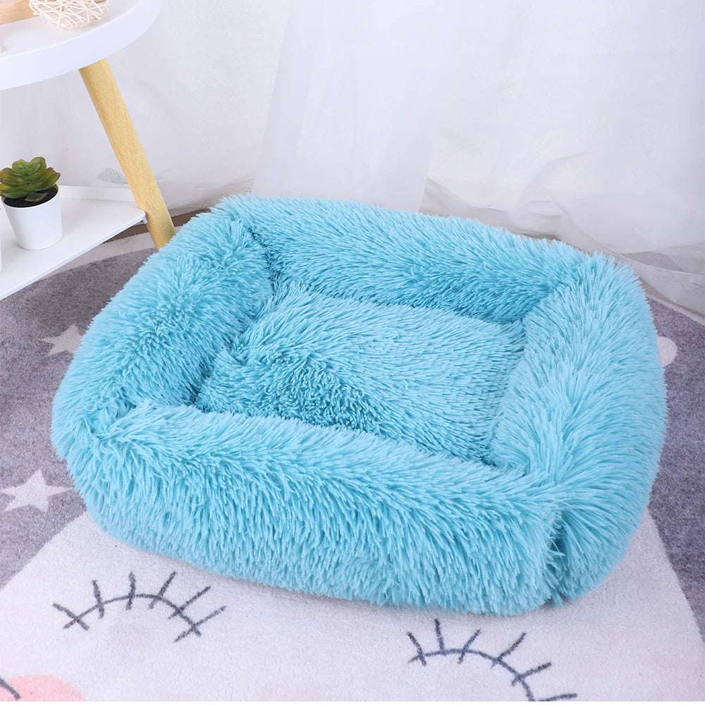 Plush Dog Cushion Beds Dogs Medium Bed Supplies Cats Large Basket Accessory Washable Kennel Small Pet Puppy For Mat & Furniture - Dogy