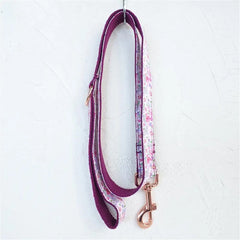 Personalized Pet Collar Customized Nameplate ID Tag Adjustable Purple Flower Cat Dog Collars Lead Leash Dogy