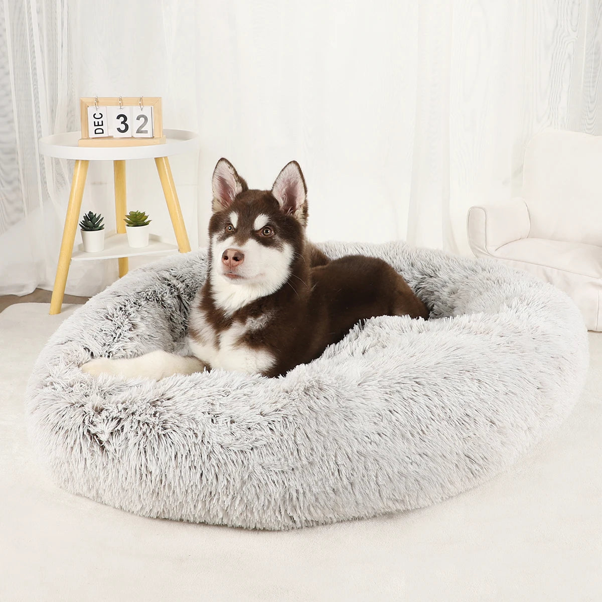 Dog Bed Donut Big Large Round Basket Plush Beds for Dogs Medium Accessories Fluffy Kennel Small Puppy Washable Pets Cat Products - Dogy