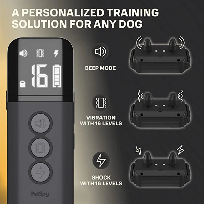 ABQP Dog Training Electric Collar Waterproof Rechargeable Shocker Electric Remote Control Pet Dog Anti Bark Collar Vibration - Dogy