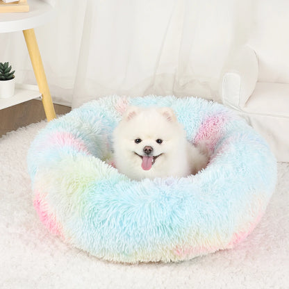 Dog Bed Donut Big Large Round Basket Plush Beds for Dogs Medium Accessories Fluffy Kennel Small Puppy Washable Pets Cat Products - Dogy