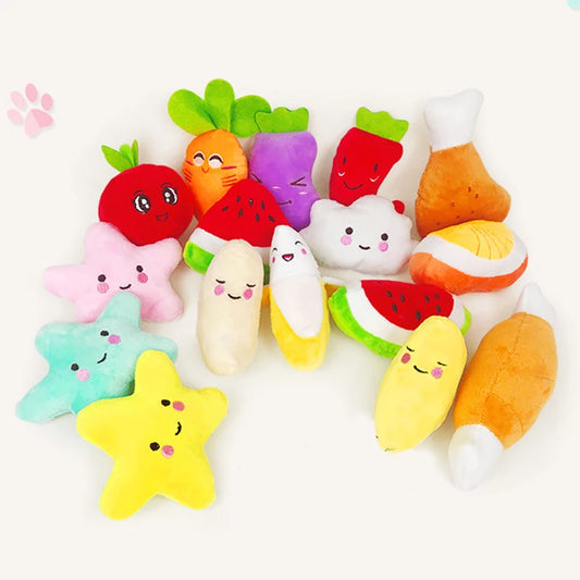 Bite Resistant Puppy Dog Cat Chew Toys Plush Squeaky Pet Fruit Toy for Small Medium Dogs Chihuahua Beagle mascotas Accessories - Dogy