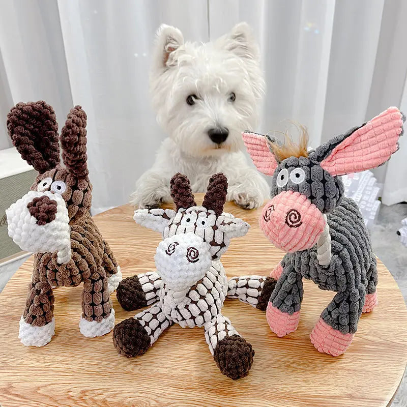 Plush Squeaky Pet Dog Toys for Dogs Cute Donkey Animals Stuffed Puppy Cat Chew Toy Cleaning Teeth Supplies juguetes para perro - Dogy