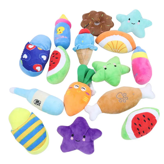 10/20pcs Wholesale Pet Dog Chew Toys for Small Dogs Squeaky Puppy Cat Toy Plush Fruit mascotas Accessories for Animals Products - Dogy